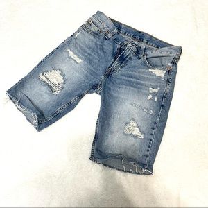 Levi's Light Blue Ripped Jean Shorts